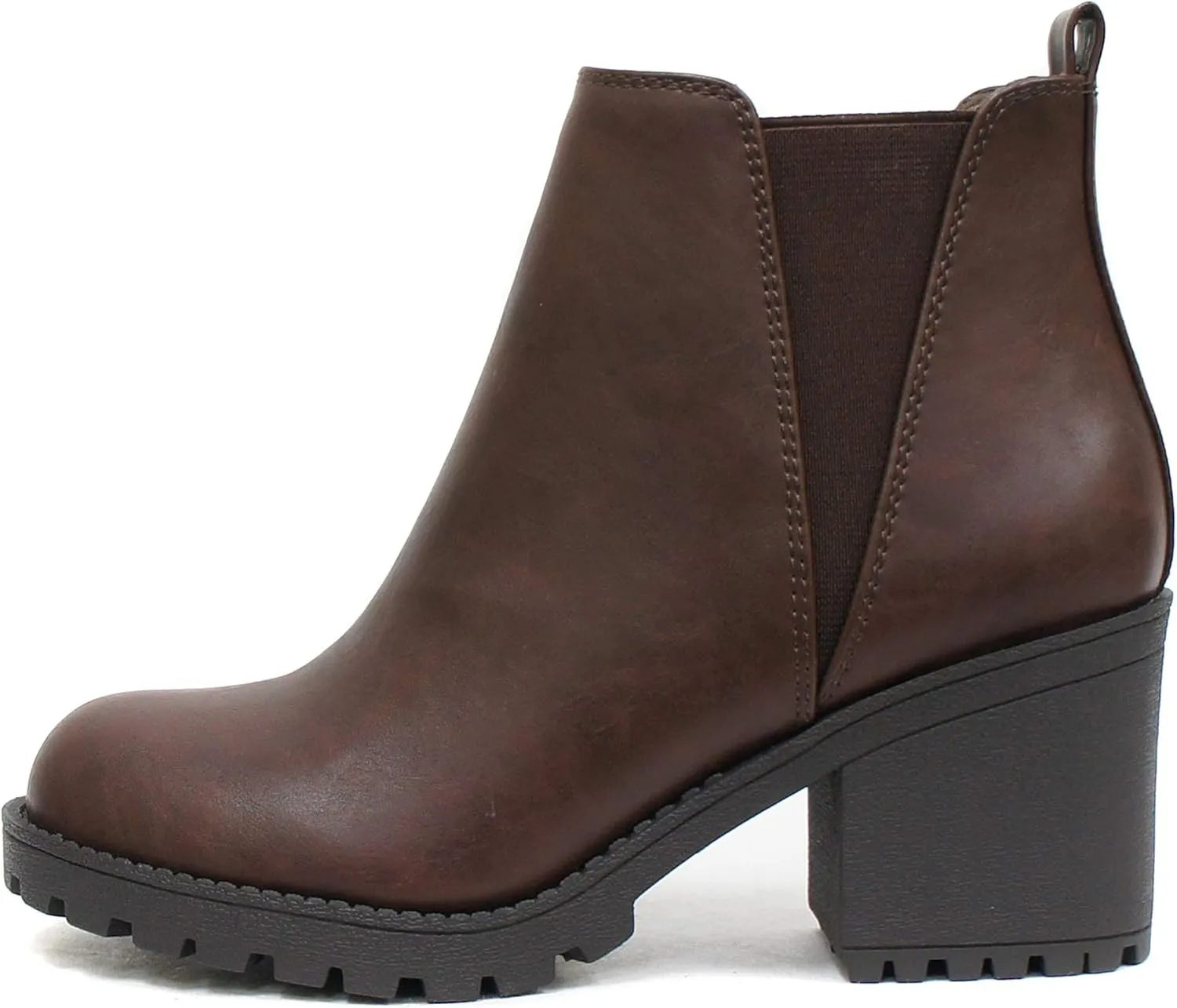 Soda Womens Casual Almond Toe Lug Sole Chunky Heel Ankle Booties
