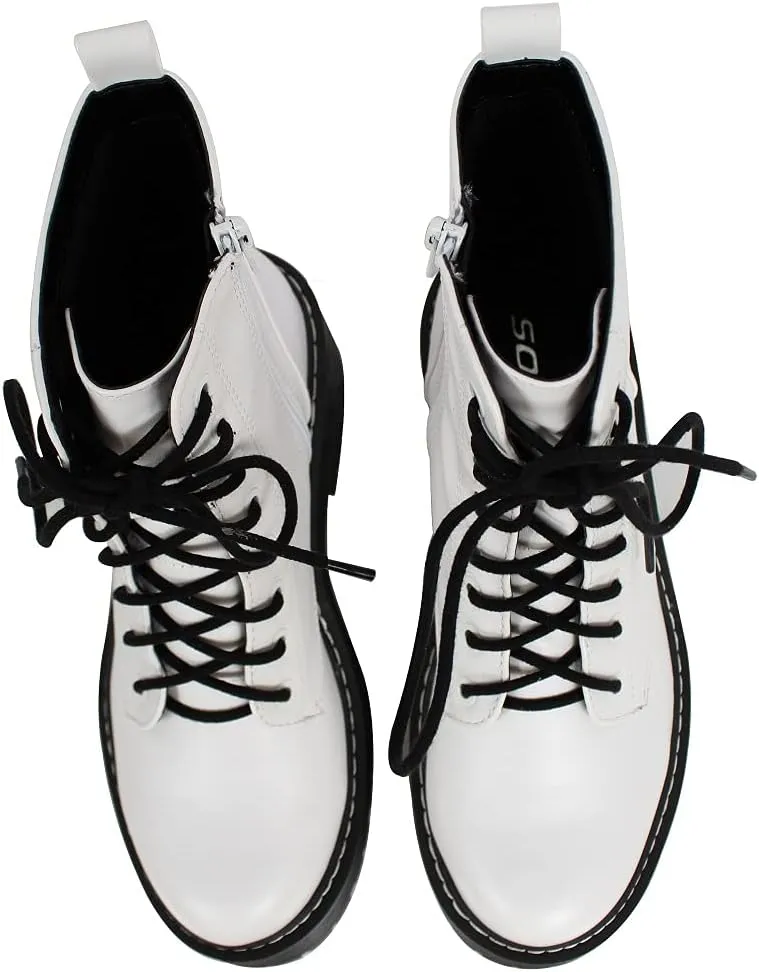 Soda Women's Lace Up Combat High Platform Ankle Boot