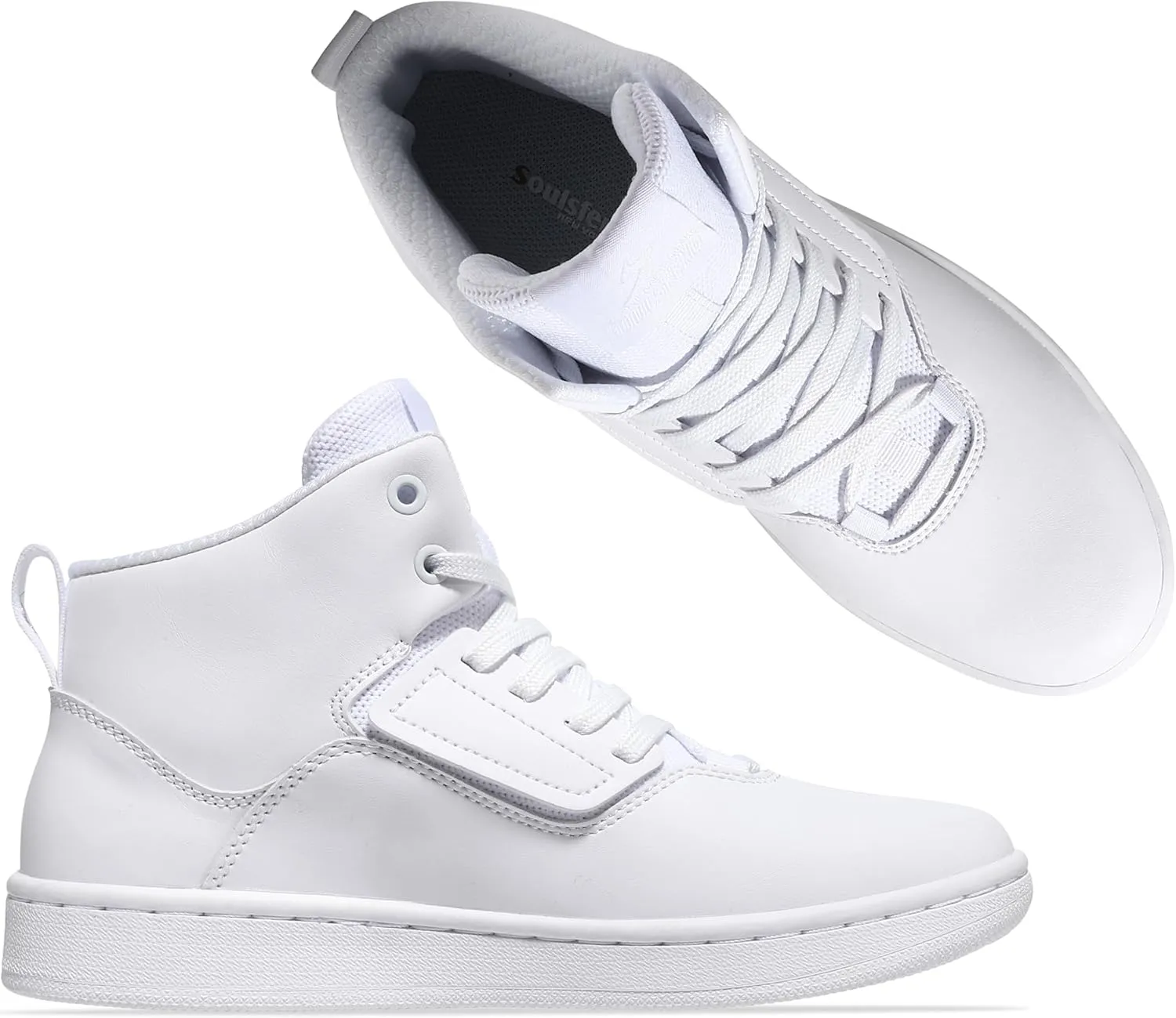 Soulsfeng Unisex Basketball Shoes Leather High Top Sneakers Comfortable Walking Skate Shoes