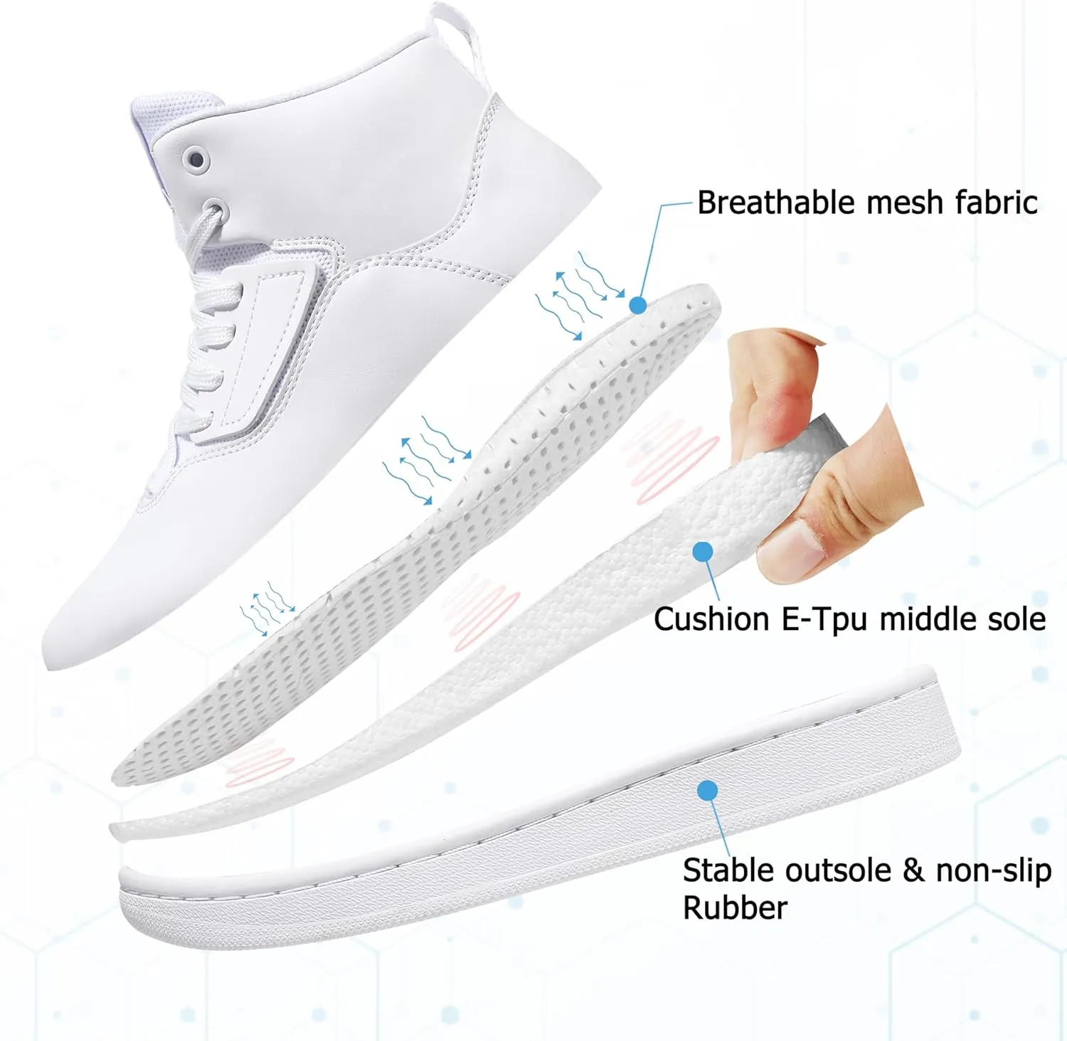 Soulsfeng Unisex Basketball Shoes Leather High Top Sneakers Comfortable Walking Skate Shoes