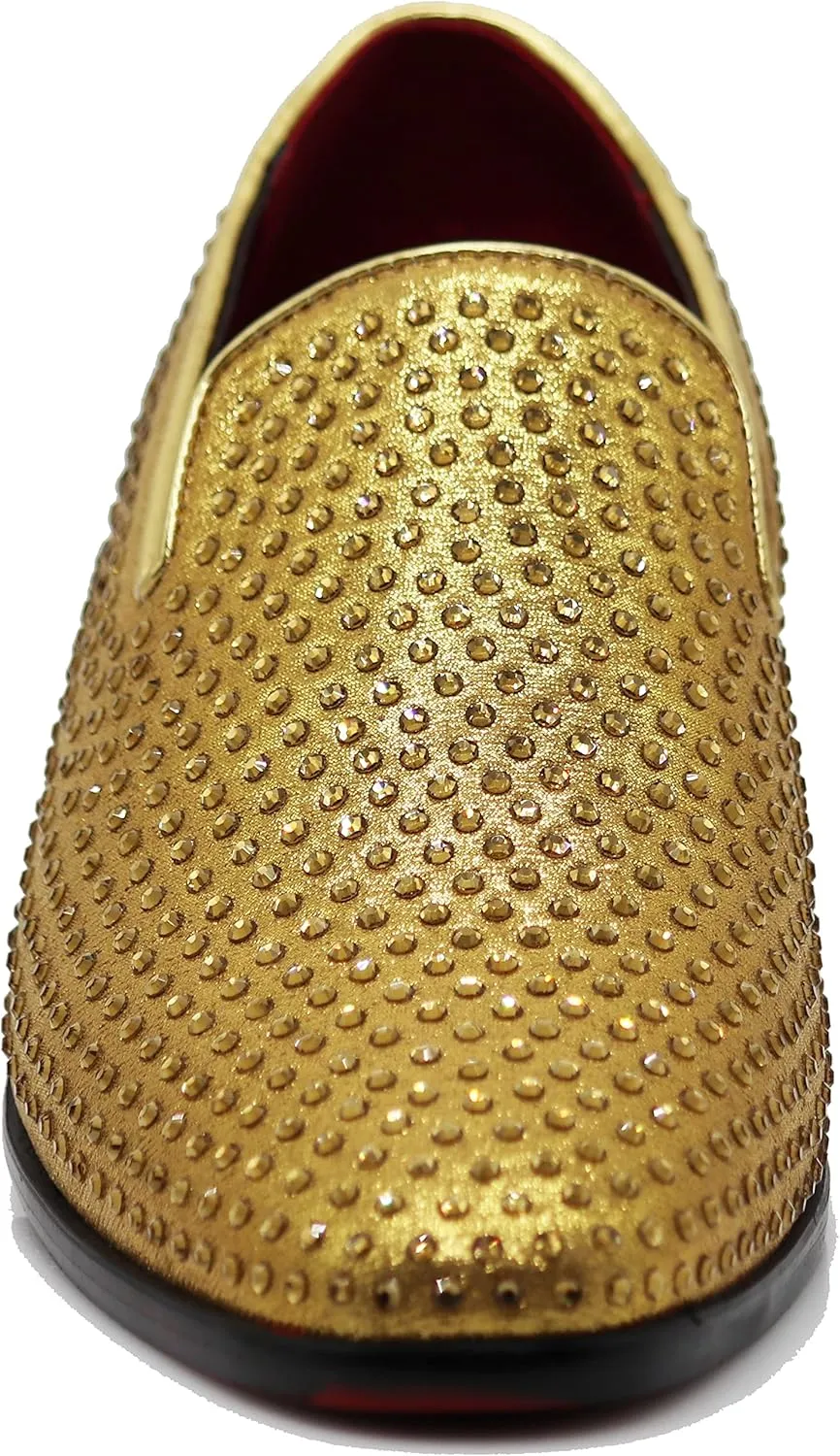 SPK26 Men's Vintage Velvet Rhinestone Designer Dress Loafers Slip On Shoes Classic Tuxedo Dress Shoes