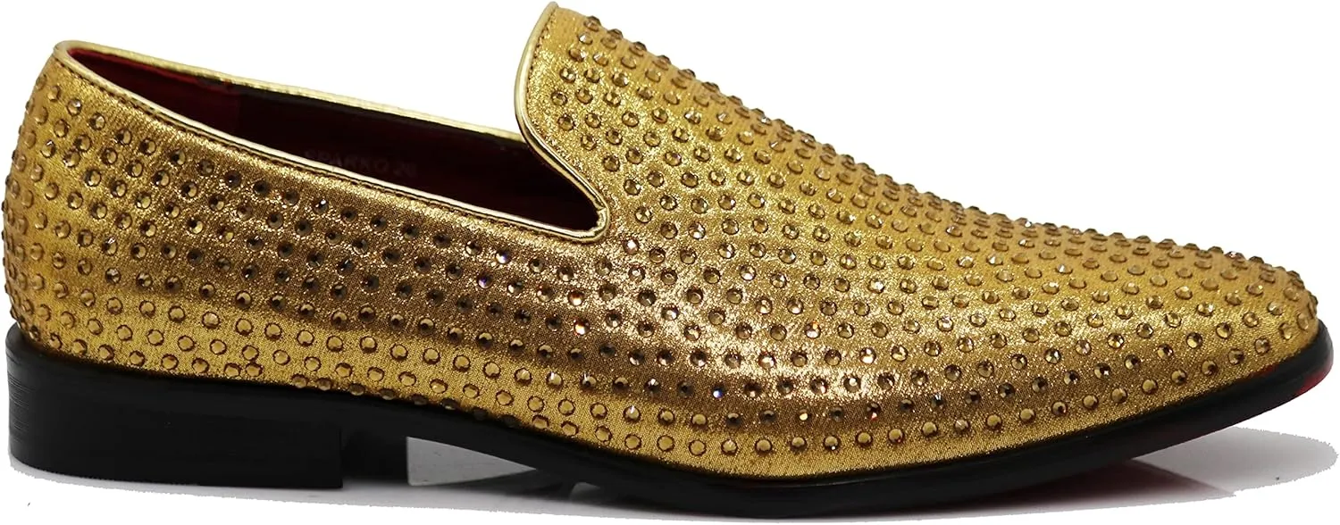 SPK26 Men's Vintage Velvet Rhinestone Designer Dress Loafers Slip On Shoes Classic Tuxedo Dress Shoes