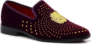 SPK26 Men's Vintage Velvet Rhinestone Designer Dress Loafers Slip On Shoes Classic Tuxedo Dress Shoes