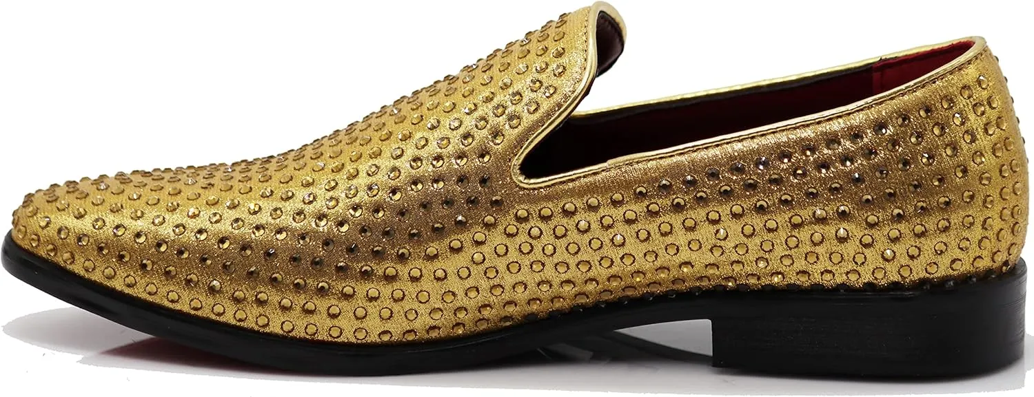 SPK26 Men's Vintage Velvet Rhinestone Designer Dress Loafers Slip On Shoes Classic Tuxedo Dress Shoes