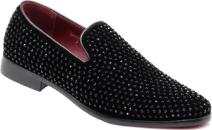 SPK26 Men's Vintage Velvet Rhinestone Designer Dress Loafers Slip On Shoes Classic Tuxedo Dress Shoes