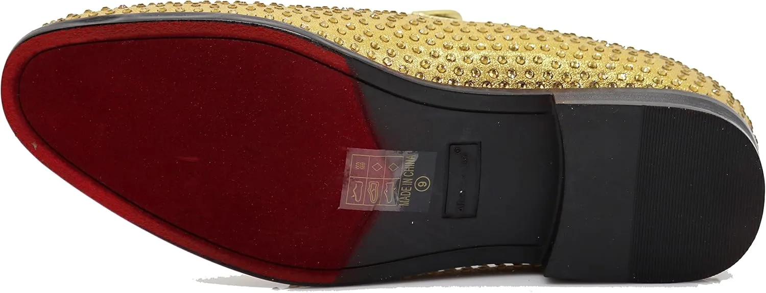 SPK26 Men's Vintage Velvet Rhinestone Designer Dress Loafers Slip On Shoes Classic Tuxedo Dress Shoes