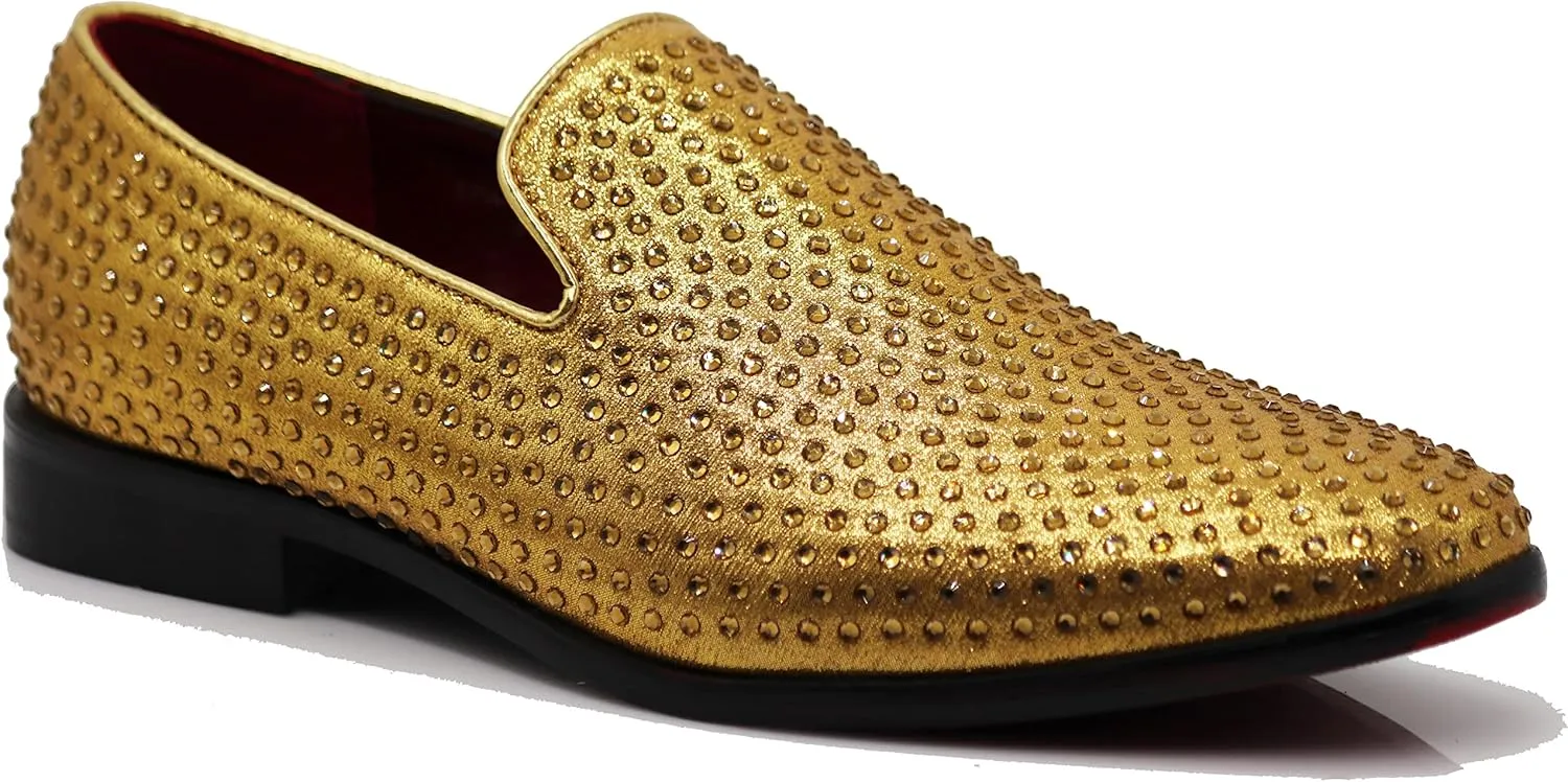 SPK26 Men's Vintage Velvet Rhinestone Designer Dress Loafers Slip On Shoes Classic Tuxedo Dress Shoes