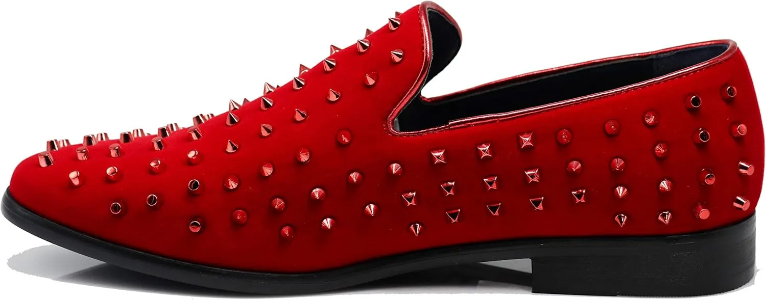 SPK26 Men's Vintage Velvet Rhinestone Designer Dress Loafers Slip On Shoes Classic Tuxedo Dress Shoes
