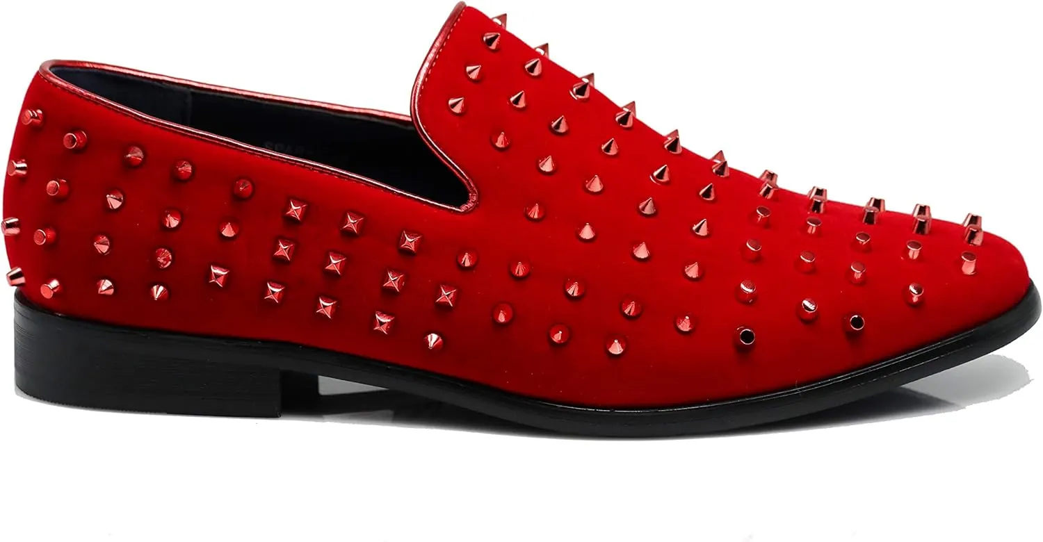 SPK26 Men's Vintage Velvet Rhinestone Designer Dress Loafers Slip On Shoes Classic Tuxedo Dress Shoes