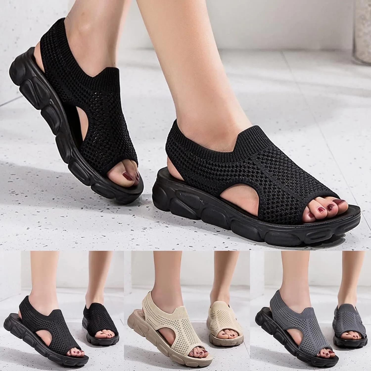 Sport Sandals for Women Arch Support Orthopedic Walking Sandals Ladies Recovery Sport Thick Athletic Hiking Outdoor Active Summer Dressy Diabetic Sandals for Plantar Fasciitis, 6.5, Beige-a
