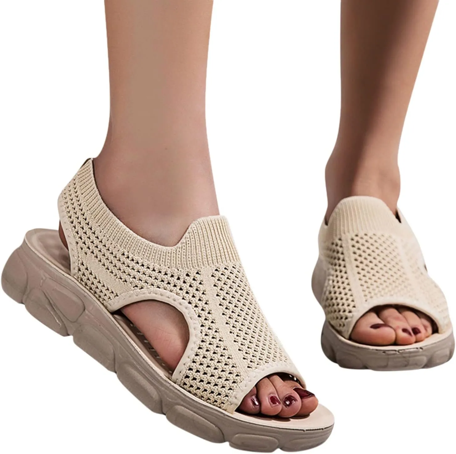 Sport Sandals for Women Arch Support Orthopedic Walking Sandals Ladies Recovery Sport Thick Athletic Hiking Outdoor Active Summer Dressy Diabetic Sandals for Plantar Fasciitis, 6.5, Beige-a