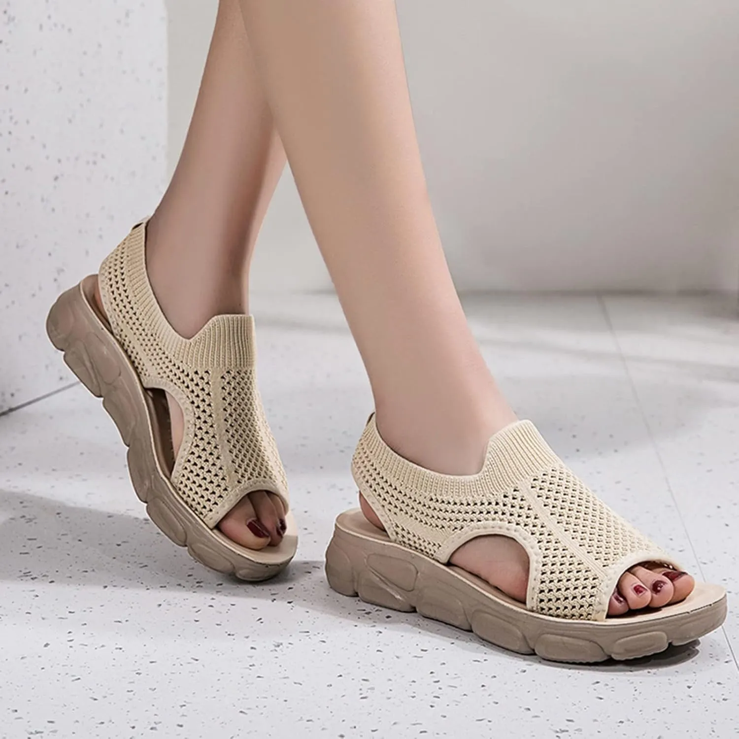 Sport Sandals for Women Arch Support Orthopedic Walking Sandals Ladies Recovery Sport Thick Athletic Hiking Outdoor Active Summer Dressy Diabetic Sandals for Plantar Fasciitis, 6.5, Beige-a