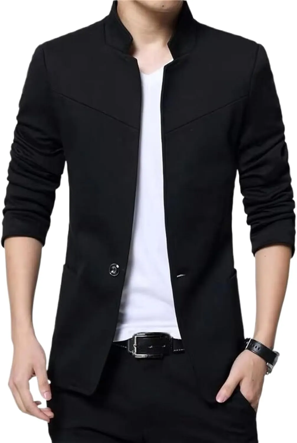 Spring/Autumn black1 Collar Blazer Coat Men Slim Fit Jacket Men's Suit