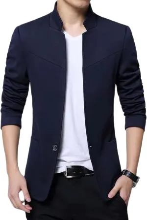Spring/Autumn black1 Collar Blazer Coat Men Slim Fit Jacket Men's Suit