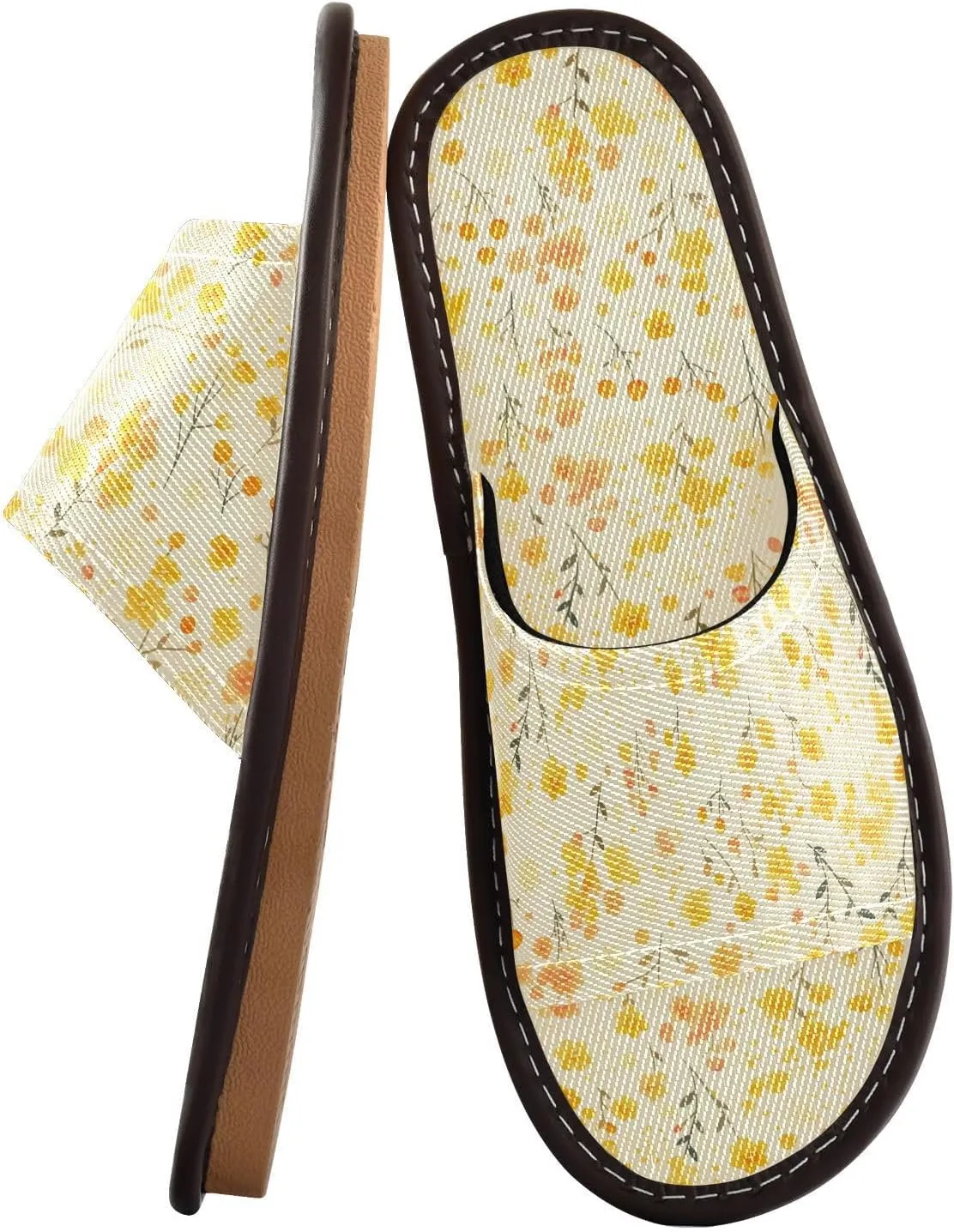 Sprouting Yellow Flowers Men Women's Shower Slippers Portable Slides Sandals for Home Indoor Indoor