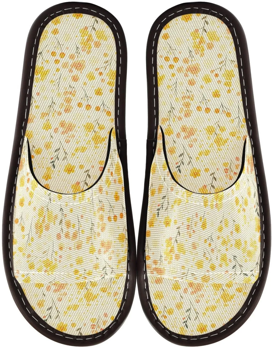 Sprouting Yellow Flowers Men Women's Shower Slippers Portable Slides Sandals for Home Indoor Indoor