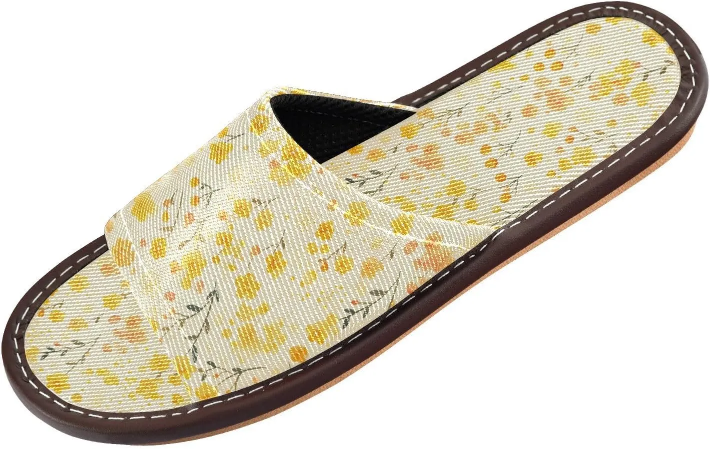 Sprouting Yellow Flowers Men Women's Shower Slippers Portable Slides Sandals for Home Indoor Indoor
