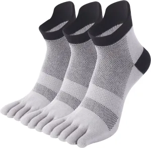 SPST Toe Socks for Men and Women, Coolmax Five Finger Ankle Socks, Athletic Running Socks, 3 Pairs
