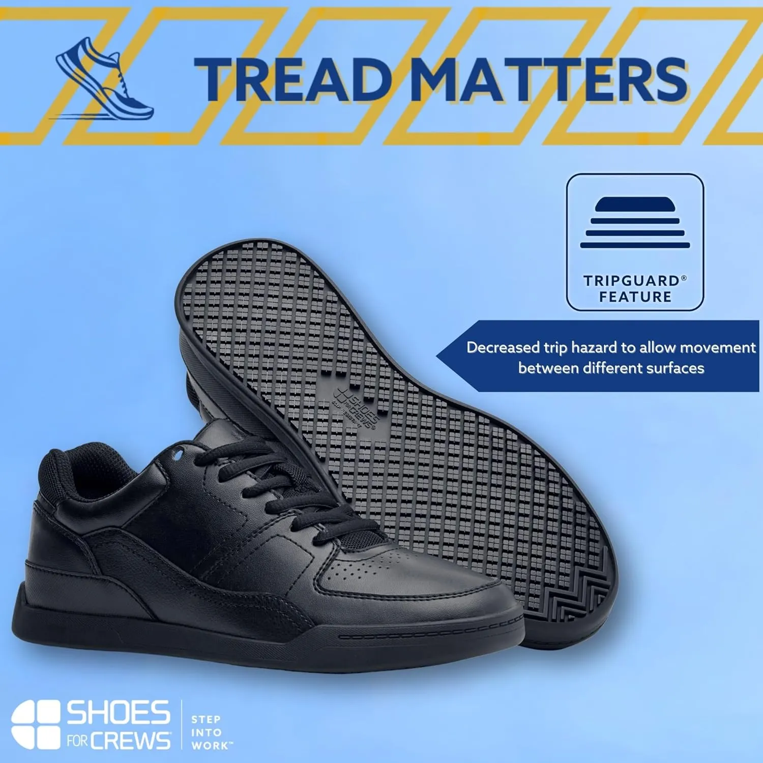 Street Casual Mens Black Comfortable Slip-Resistant Work Shoes for Food Service Safety