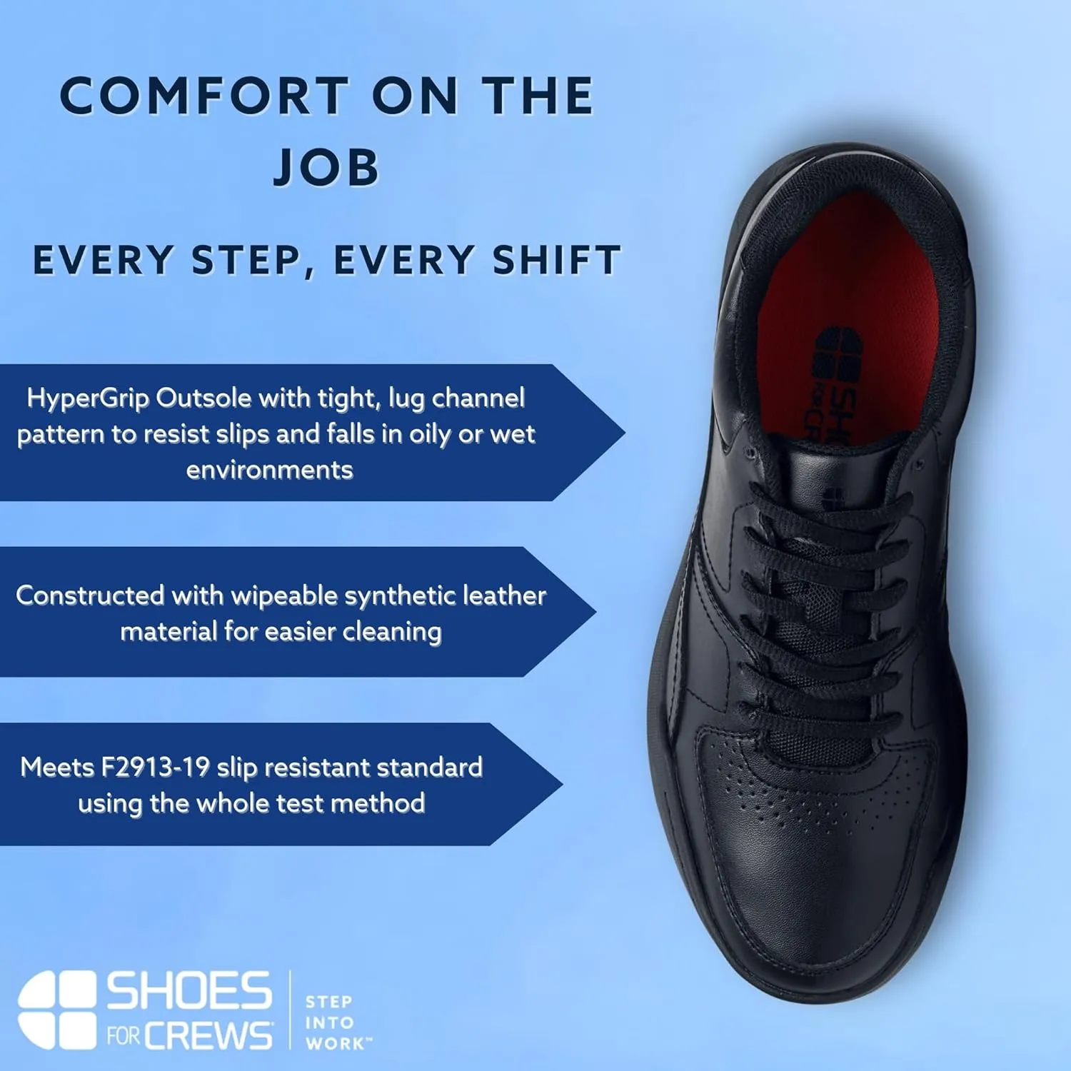 Street Casual Mens Black Comfortable Slip-Resistant Work Shoes for Food Service Safety