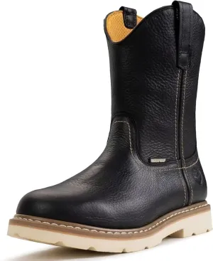 SUREWAY Mens 10 in Soft/Steel Toe Waterproof Wellington Boot,Heavy Duty Pull On Work Boots for Men,Full Grain Leather,Goodyear Welted,Superior Slip Resistant