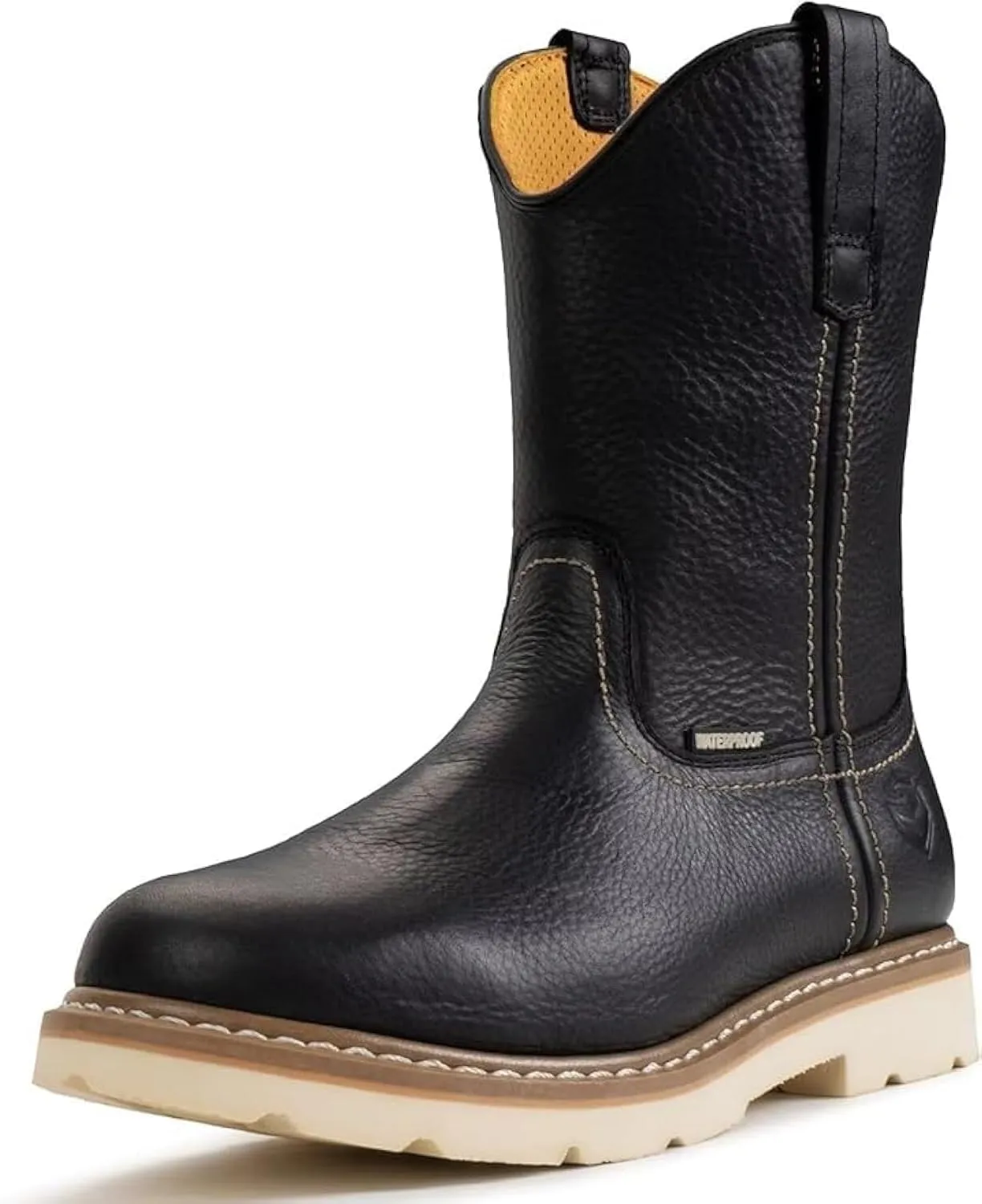 SUREWAY Mens 10 in Soft/Steel Toe Waterproof Wellington Boot,Heavy Duty Pull On Work Boots for Men,Full Grain Leather,Goodyear Welted,Superior Slip Resistant
