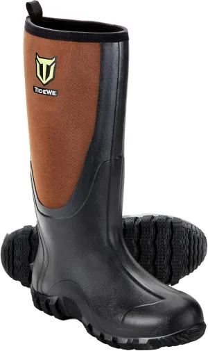TIDEWE Rubber Boots for Men Multi-Season, Waterproof Rain Boots with Steel Shank, 6mm Neoprene Sturdy Rubber Outdoor Hunting Boots (Black, Brown, Next Camo G2)