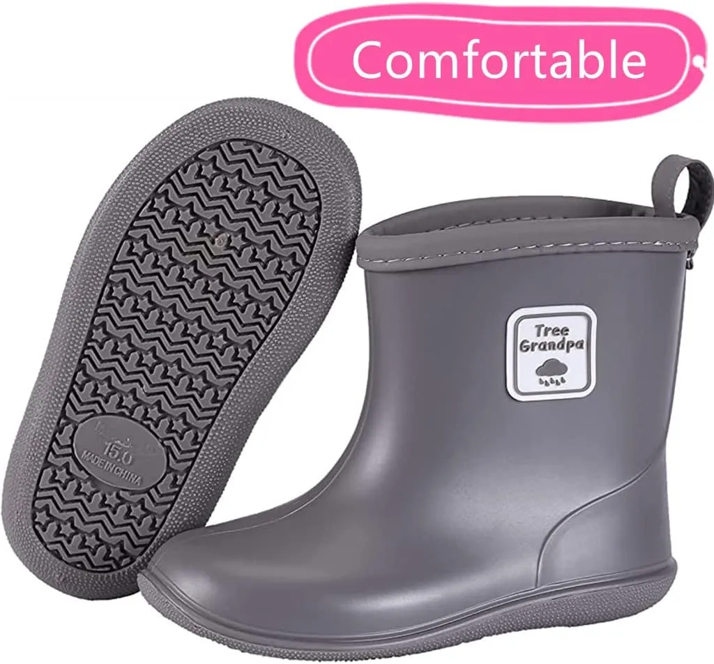 Toddler Rain Boots Baby Rain Boots Short rain Boots for Toddler Easy-on Lightweight and Waterproof