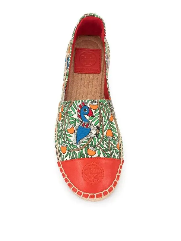 Tory Burch 47024 Colour-block Printed Espadrilles Orange size 7