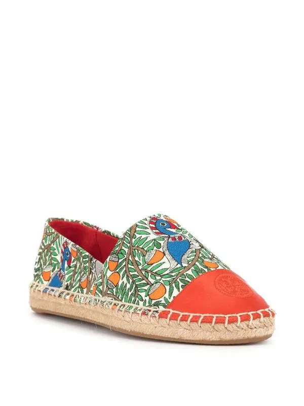 Tory Burch 47024 Colour-block Printed Espadrilles Orange size 7