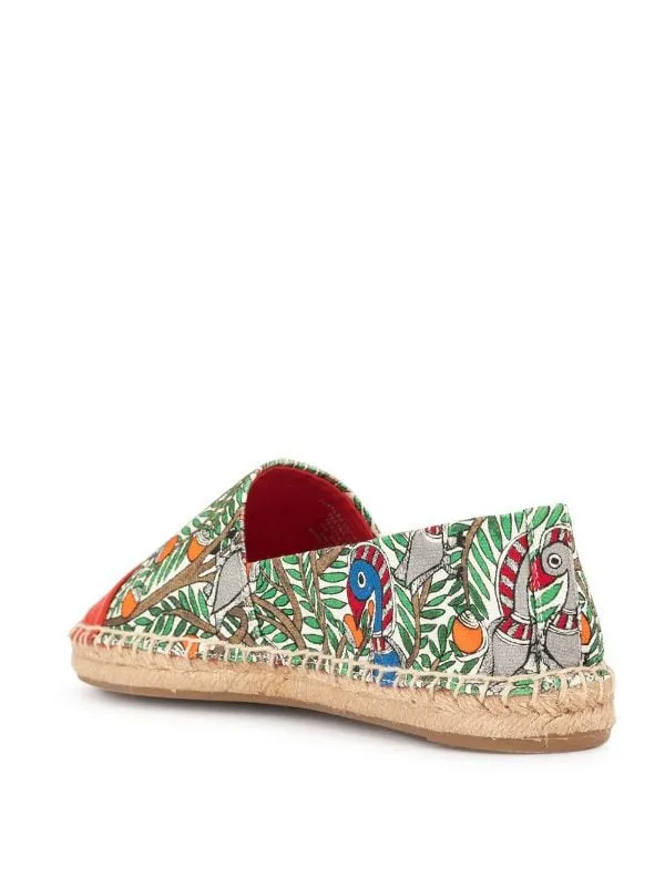 Tory Burch 47024 Colour-block Printed Espadrilles Orange size 7
