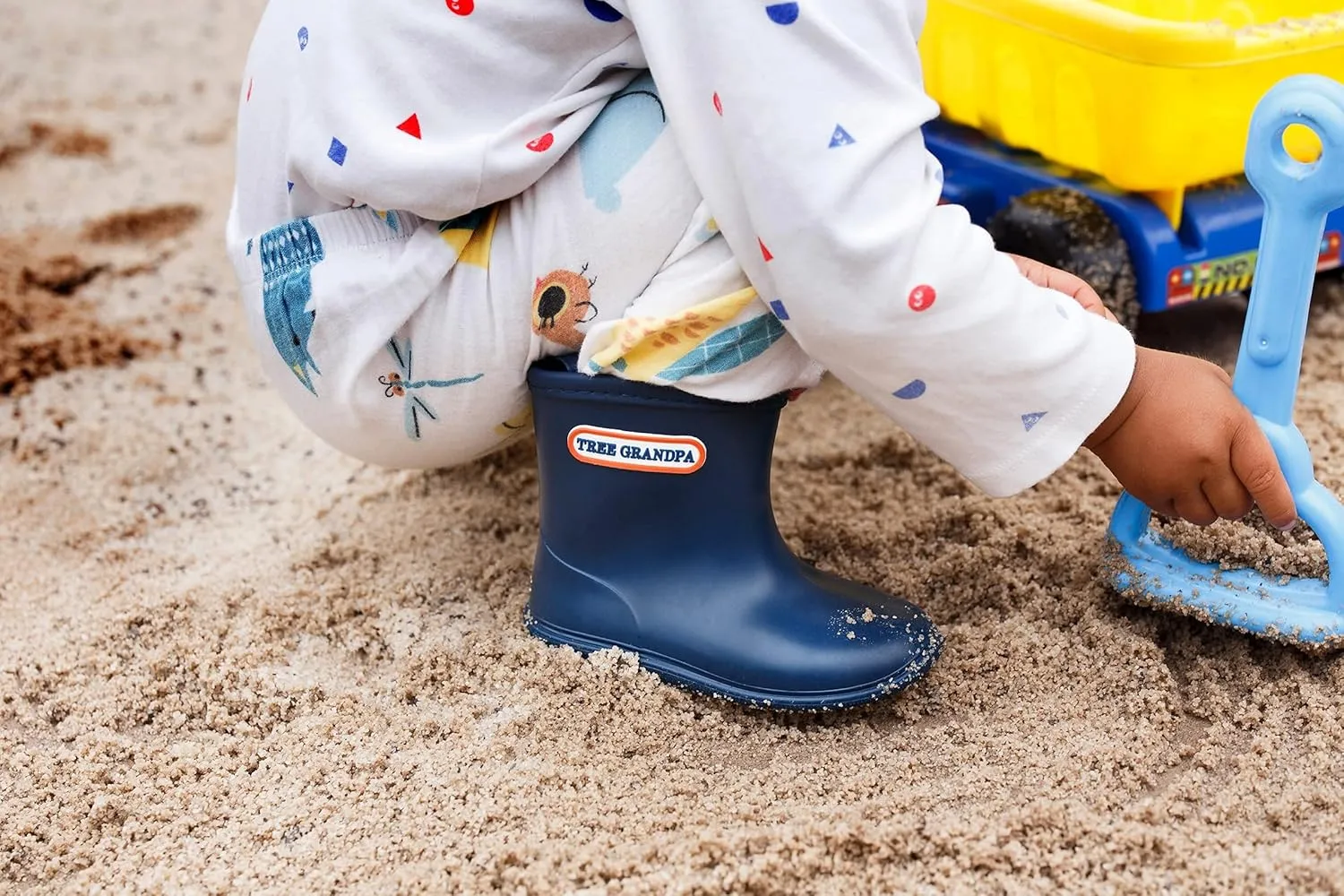 Tree Grandpa Toddler Rain Boots for Boys Girls Waterproof Baby Kids Rain Boots With Easy-on
