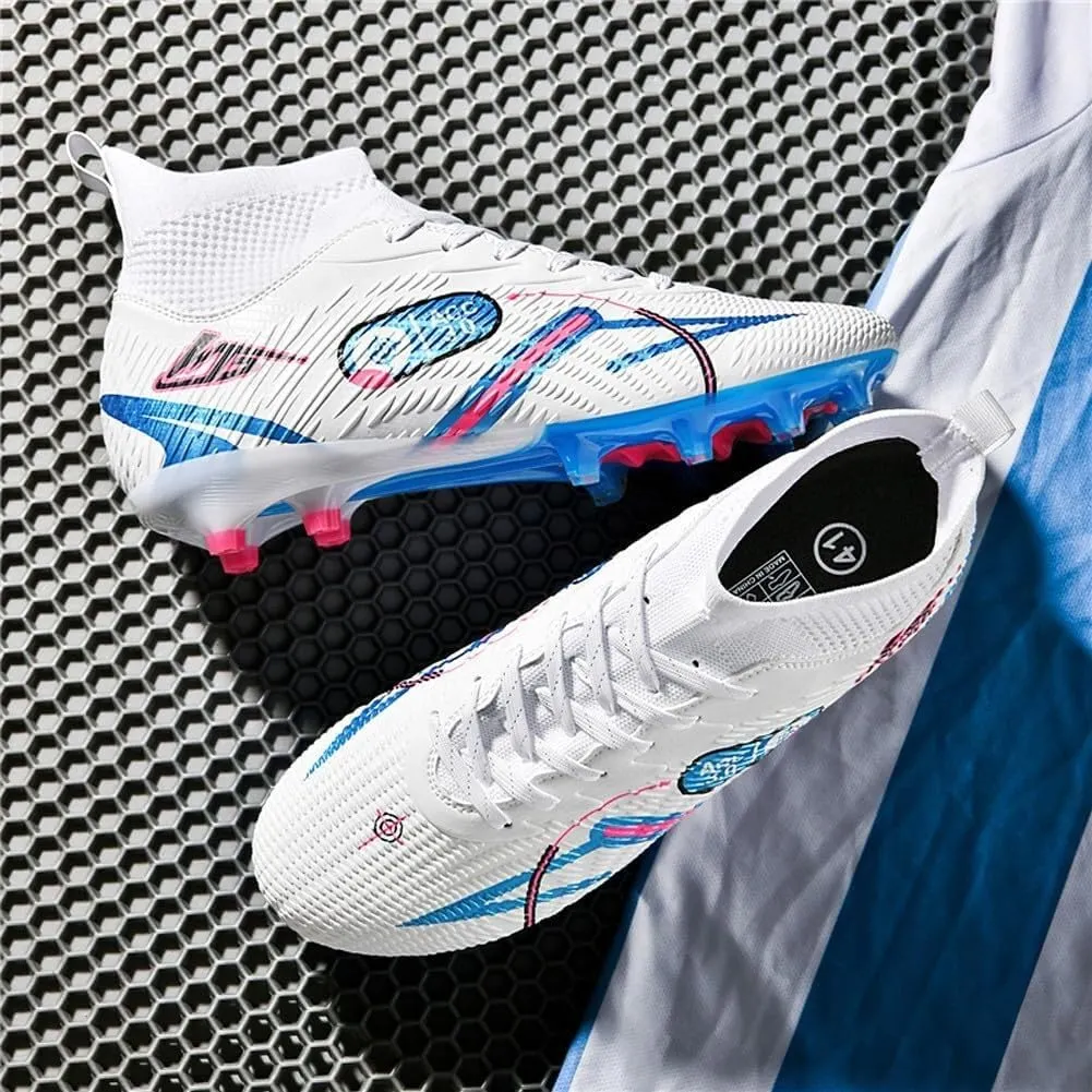 Unisex Football Shoes Breathable Non Slip Grabbing Shock-Absorbing Long Spike Fashionable Sports Training Boots