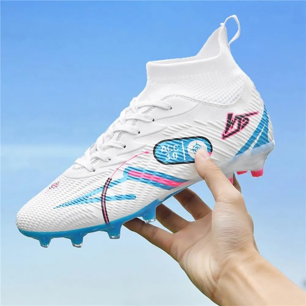 Unisex Football Shoes Breathable Non Slip Grabbing Shock-Absorbing Long Spike Fashionable Sports Training Boots