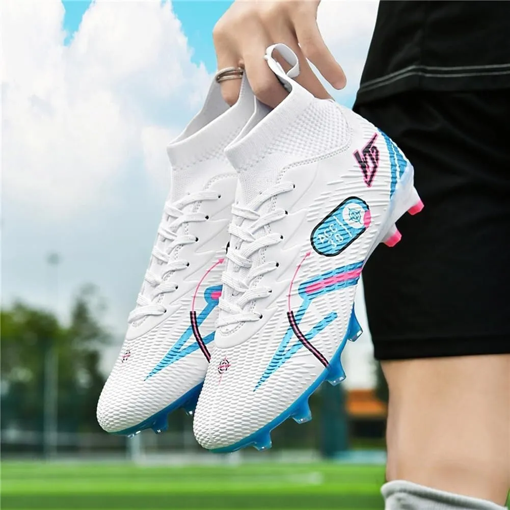 Unisex Football Shoes Breathable Non Slip Grabbing Shock-Absorbing Long Spike Fashionable Sports Training Boots