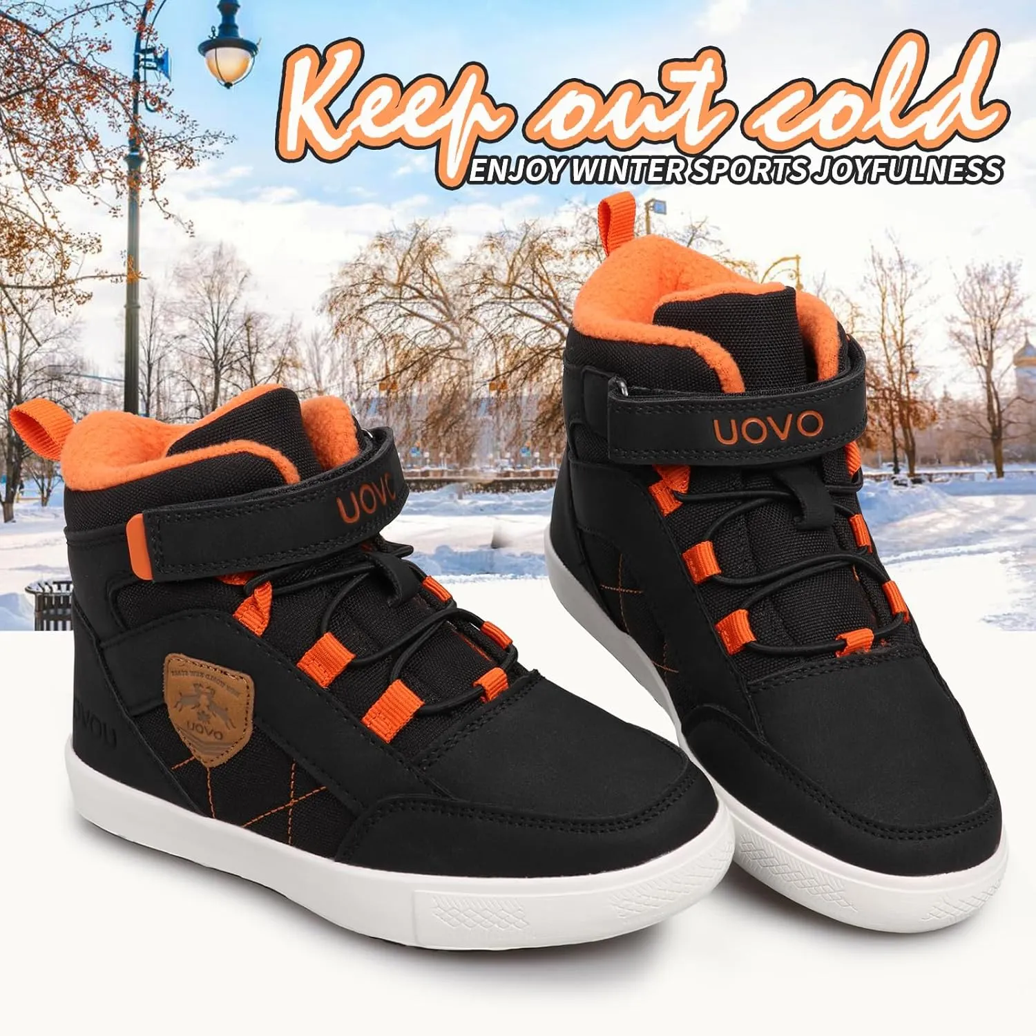UOVO Kids Boys Shoes Water Resistant Boots Non-Slip Mid-Top Skateboarding Childern Athletic (Little/Big Kids)