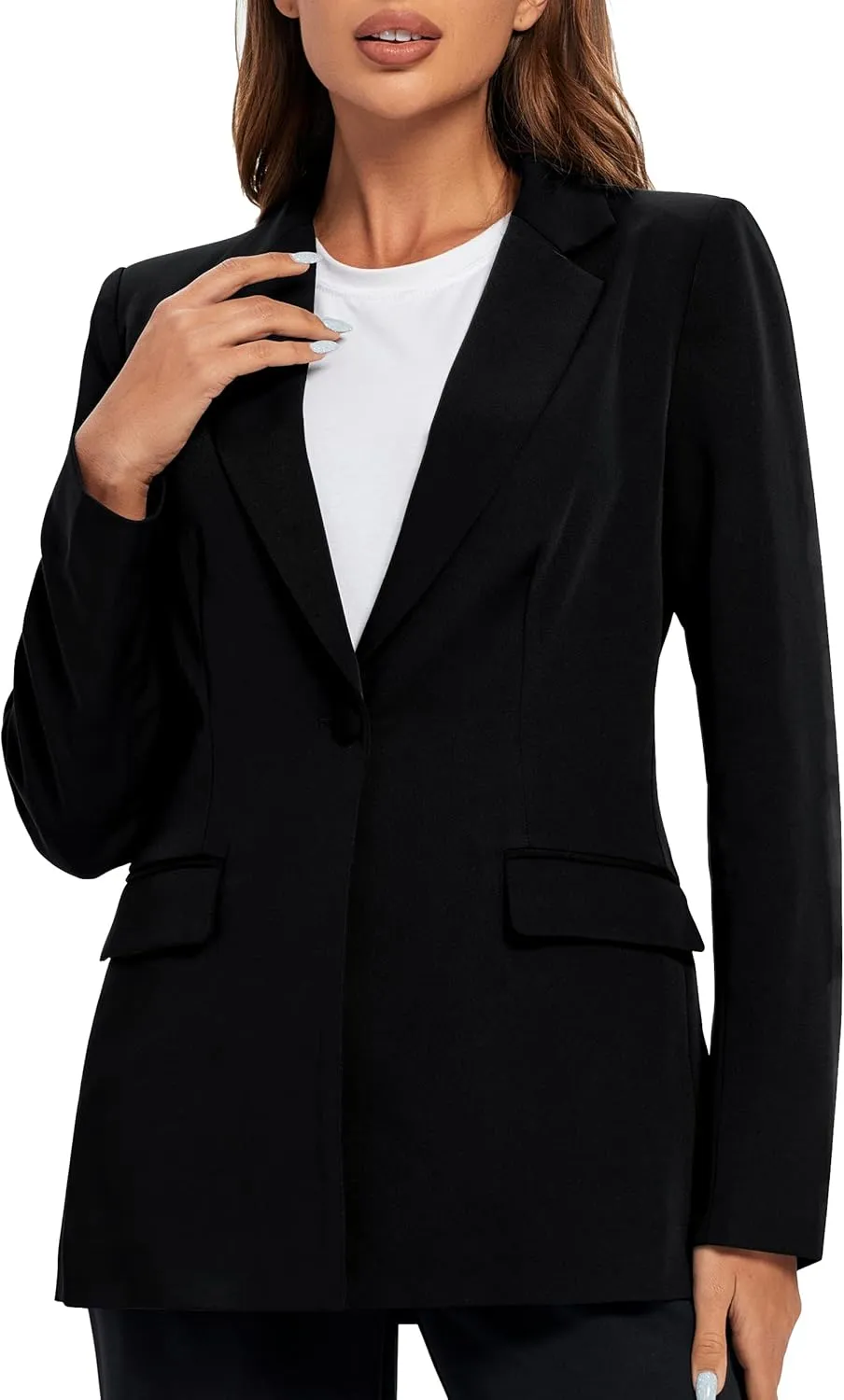 Urban CoCo Women's Casual Blazers Open Front Lapel Button Long Sleeve Office Work Suit Jacket