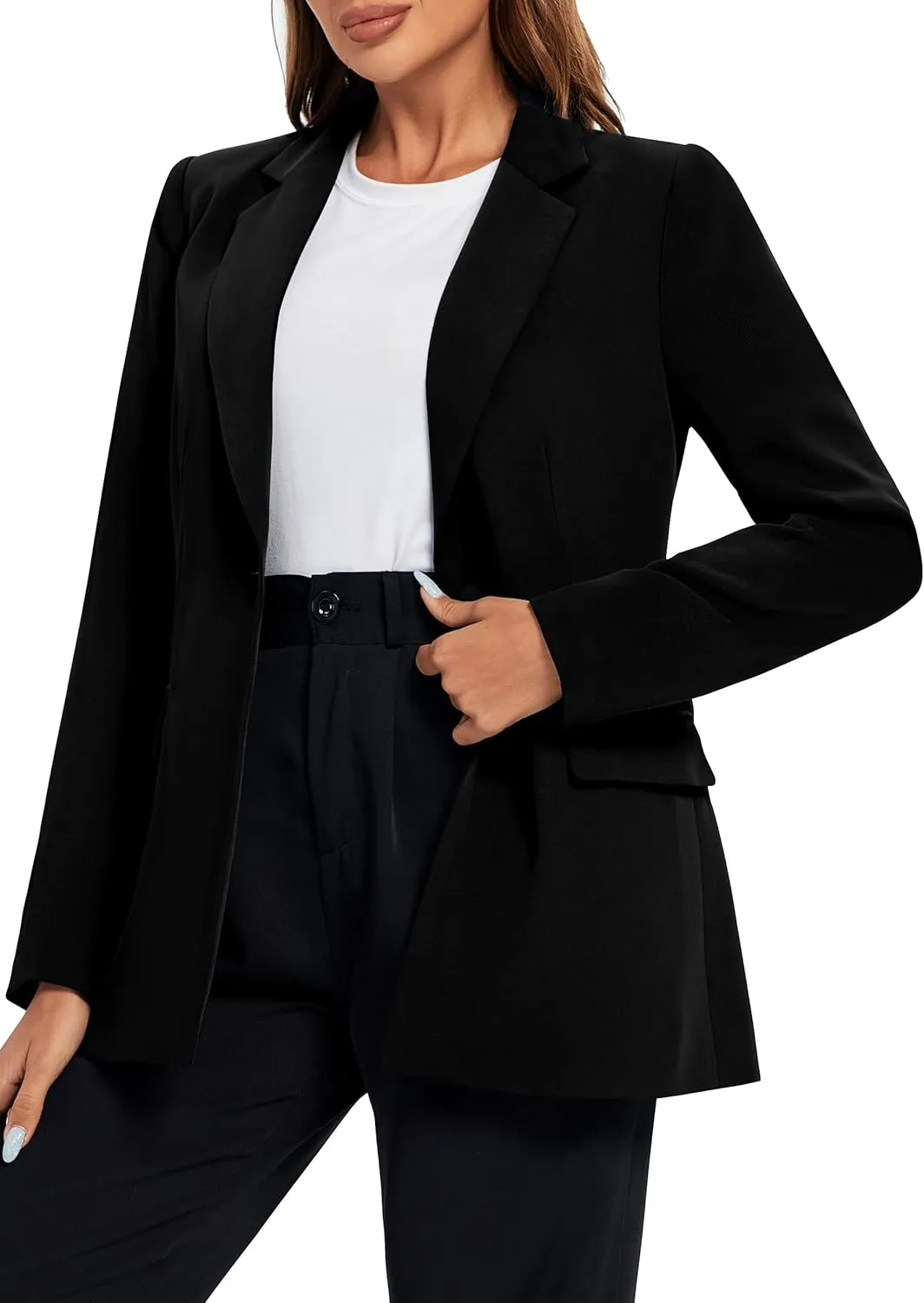 Urban CoCo Women's Casual Blazers Open Front Lapel Button Long Sleeve Office Work Suit Jacket