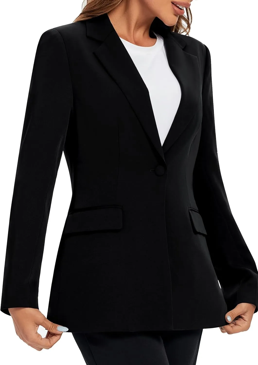 Urban CoCo Women's Casual Blazers Open Front Lapel Button Long Sleeve Office Work Suit Jacket