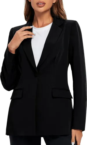 Urban CoCo Women's Casual Blazers Open Front Lapel Button Long Sleeve Office Work Suit Jacket