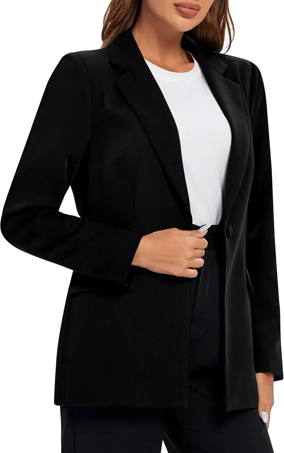Urban CoCo Women's Casual Blazers Open Front Lapel Button Long Sleeve Office Work Suit Jacket