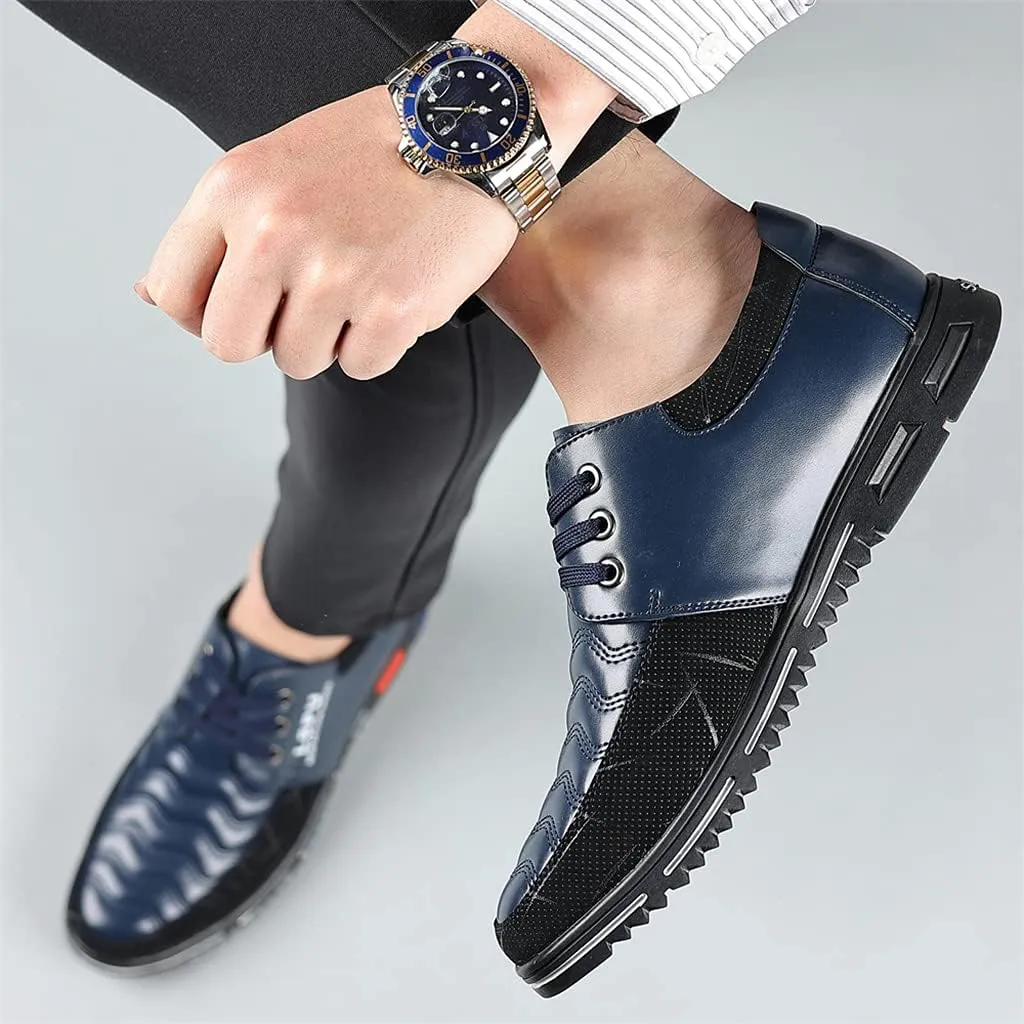 Veslexth Men Casual Business Loafers Lace-up Shoes Breathable Comfort Walking Fashion Driving Luxury Leather for Male Sneakers Work Office Dress Outdoor