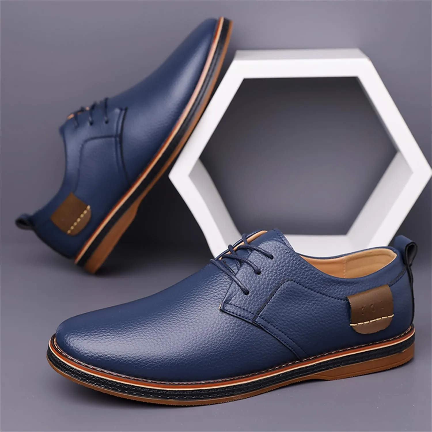 Veslexth Men Casual Driving Loafers Breathable Comfort Walking Wing Tips Lace Up Luxury Leather Shoes for Male Business Work Office Dress Outdoor Sneakers