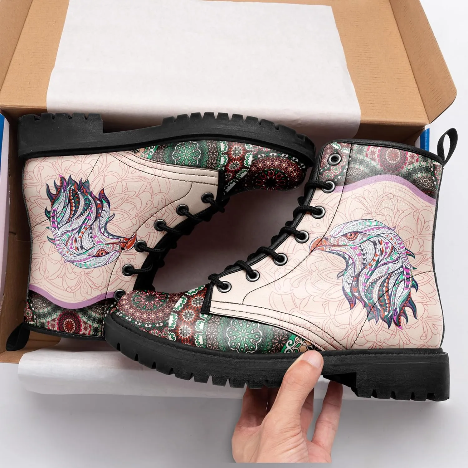 Vintage Bohemian Combat Boots Comfortable High-Top Ankle Booties for Women Men Fashion Casual Festival Winter Footwear