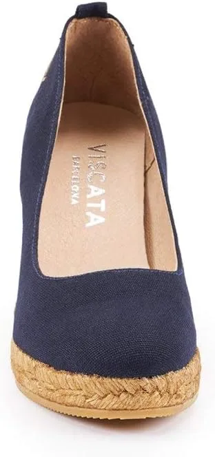 Viscata Marquesa Espadrille Canvas Wedges Spain Handmade 3 ½” Heel Women's Pumps with Breathable Organic Cotton Canvas and 100% Natural Jute Midsole for All Occasions: Casual, Work, Party