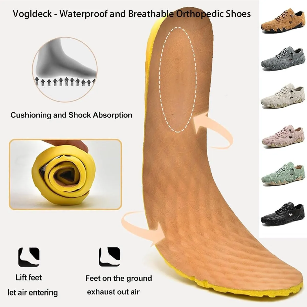 Vogany Shoes Women, Vogany Shoes Orthopedic Sneakers Women, Vogldeck - Waterproof and Breathable Orthopedic Shoe, Unisex