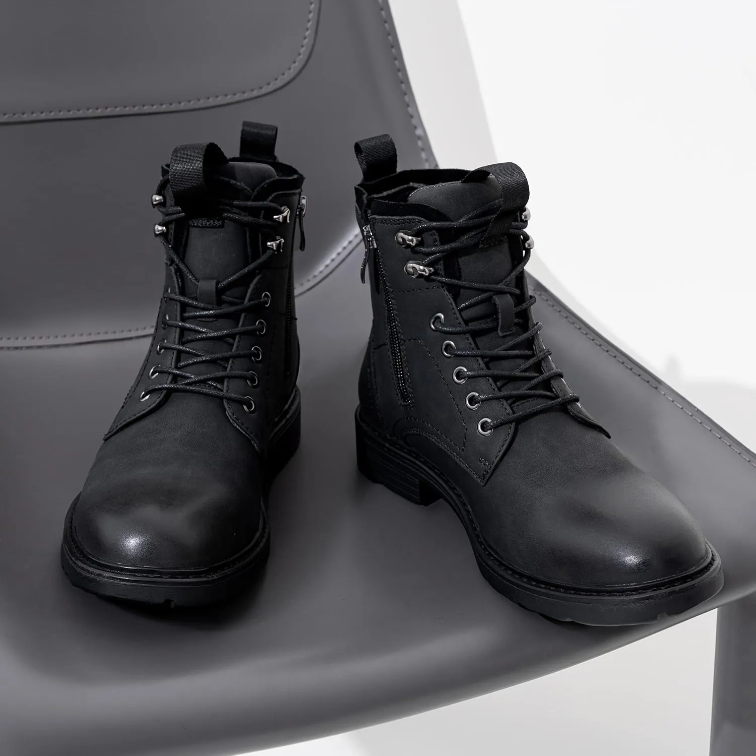 Vostey Mens Boots Motorcycle Casual Boots for Men Zipper Fashion Chukka Boots Mens