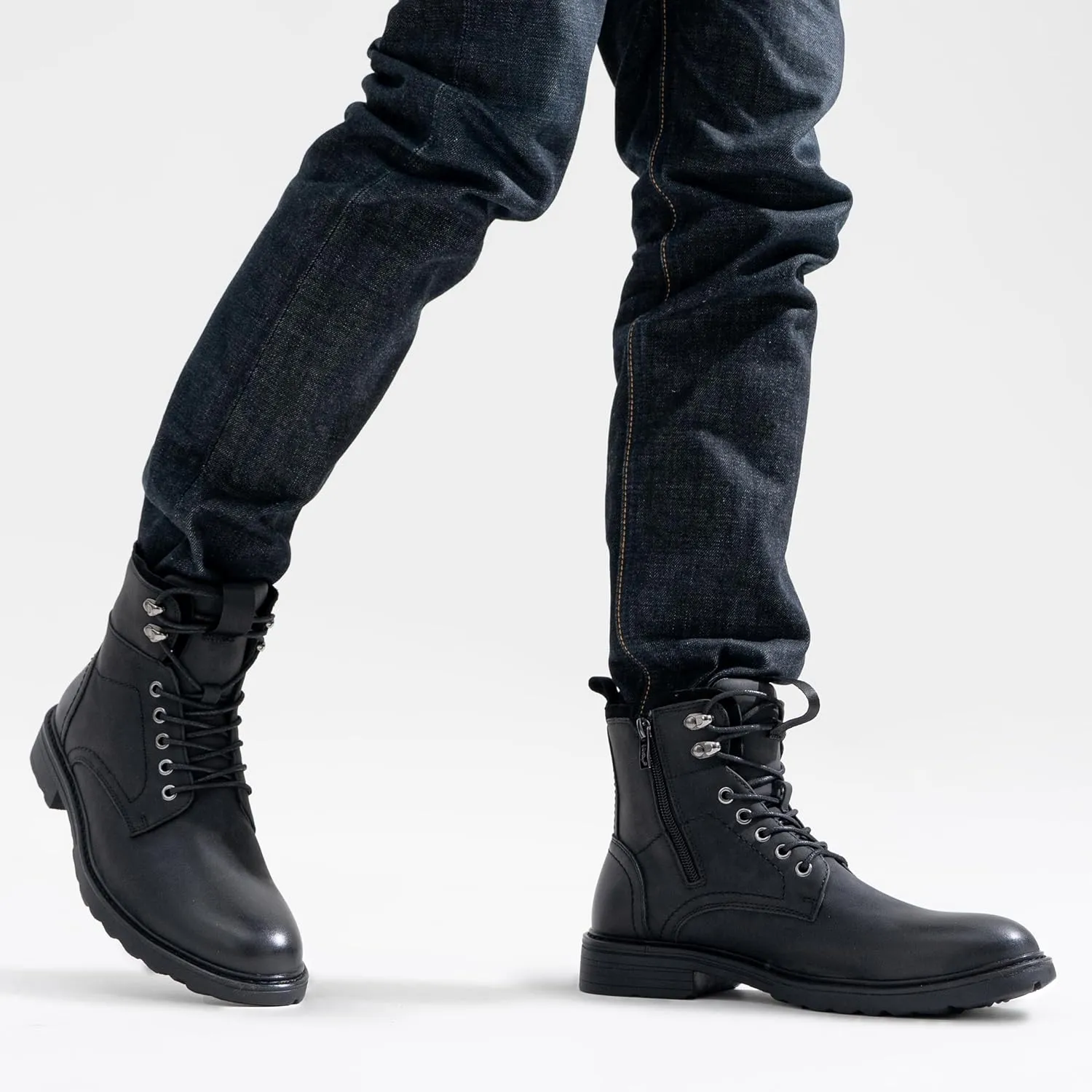 Vostey Mens Boots Motorcycle Casual Boots for Men Zipper Fashion Chukka Boots Mens