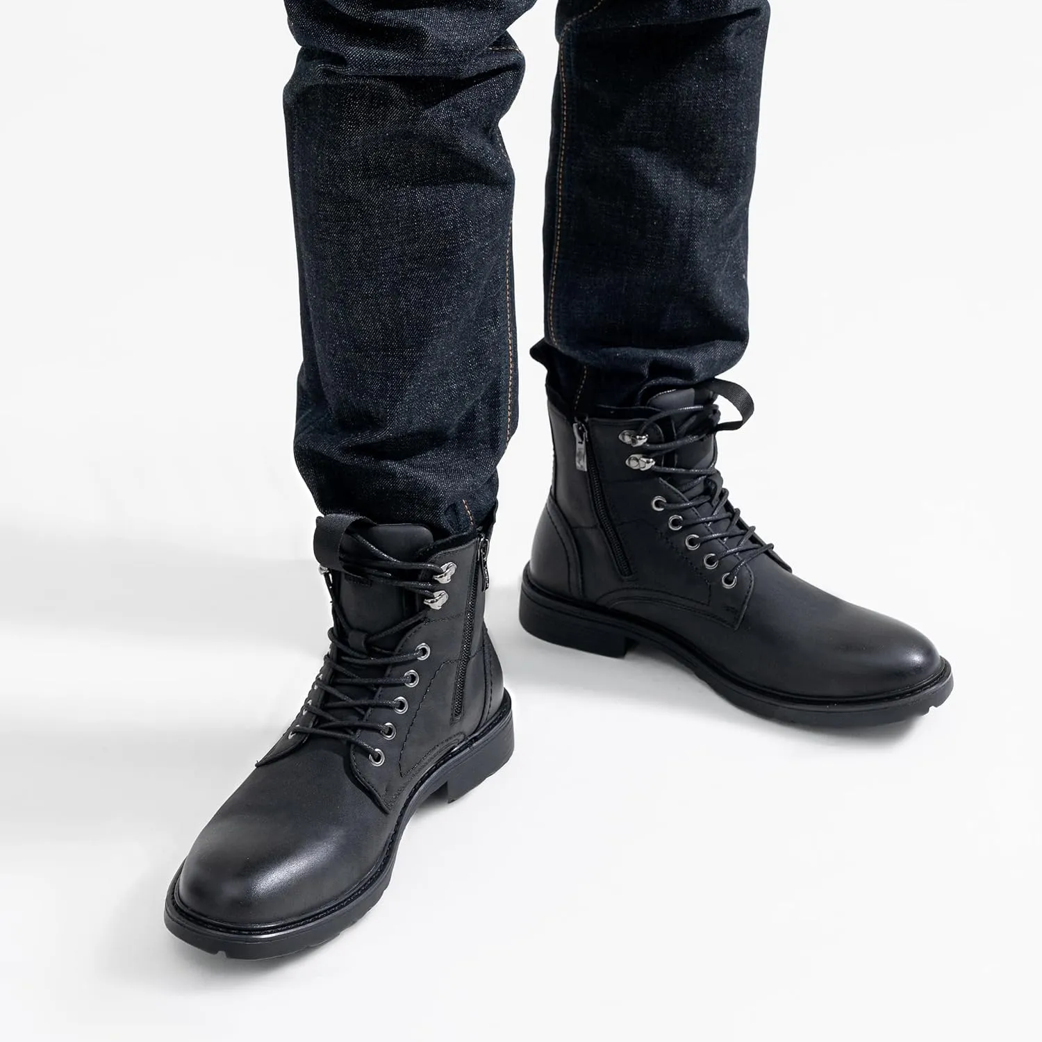 Vostey Mens Boots Motorcycle Casual Boots for Men Zipper Fashion Chukka Boots Mens