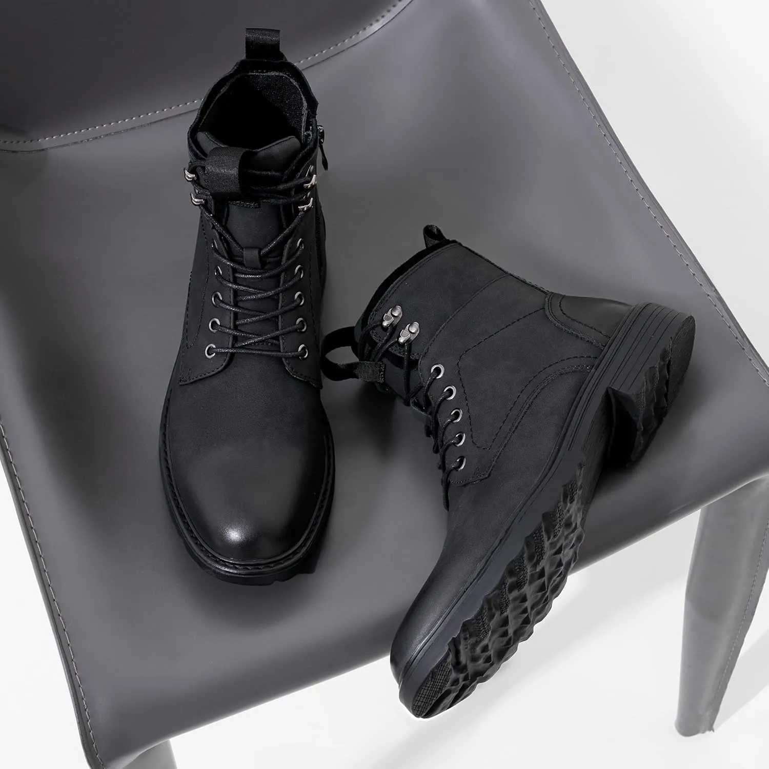 Vostey Mens Boots Motorcycle Casual Boots for Men Zipper Fashion Chukka Boots Mens